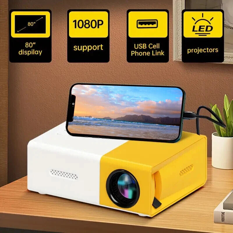 LED Mini Projector Portable 1080P Home Theater Cinema Projector HDMI USB TV