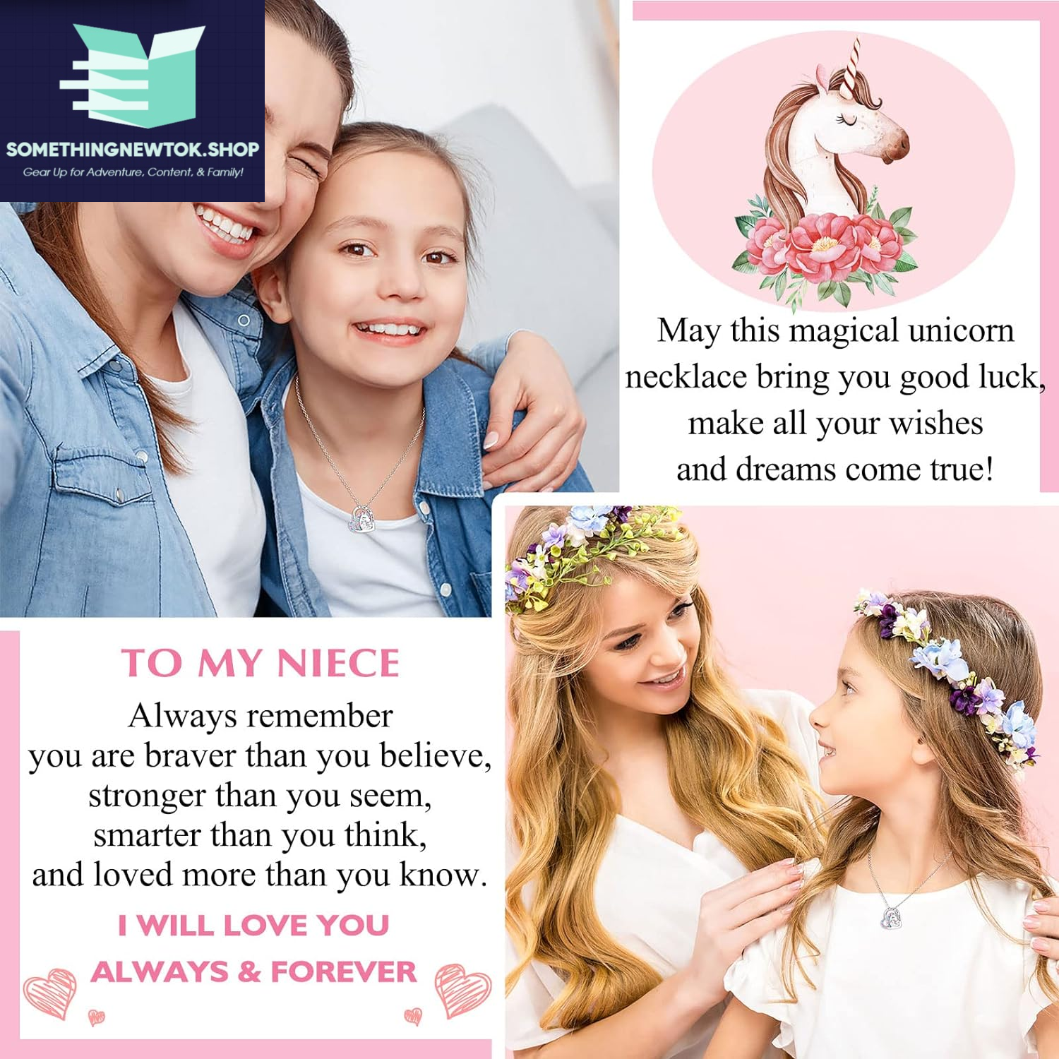 to My Daughter/Granddaughter/Niece Unicorn Necklace, Birthday Christmas Valentines Day Gifts